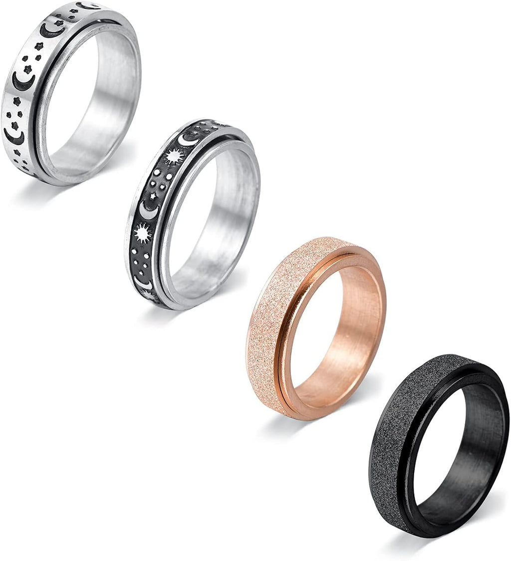 Fidget Rings for Women Spinner Ring Spinning Ring Silver Figet Ring Fidget Spinner Ring for Men Rings Size 6 7 8 9 10