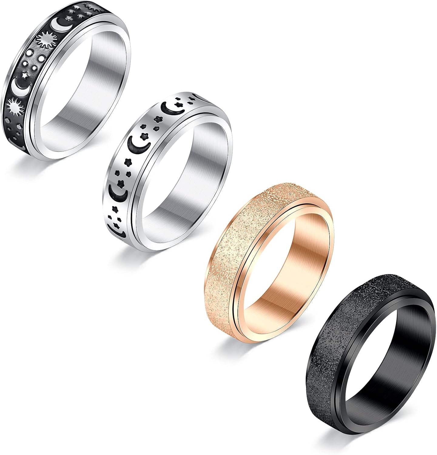 Fidget Rings for Women Spinner Ring Spinning Ring Silver Figet Ring Fidget Spinner Ring for Men Rings Size 6 7 8 9 10